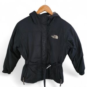 The North Face Hyvent 550 Down Belted‎ Jacket Black Parka Hooded Girls Mediun